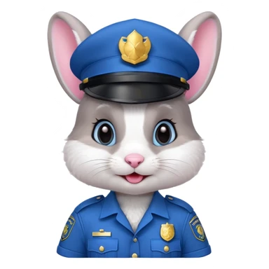 cute Rabbit police, blue uniform including helmet of uniform sticker