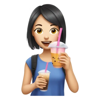 A girl drinking bubble tea  sticker