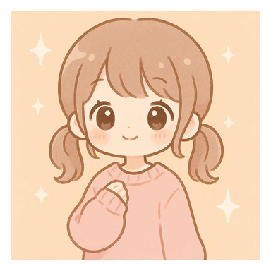 kawaii girl with pigtails, oversized sweater, sparkles, soft colors sticker