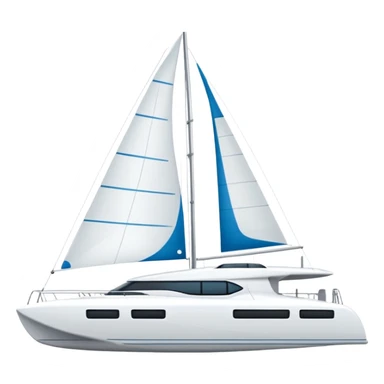 A catamaran with a white background. No wording or lettering on the boat  sticker