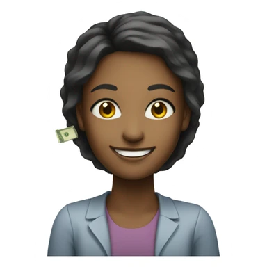 smiling girl in simple background with money sticker