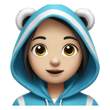 girl panda with blue hoodie sticker