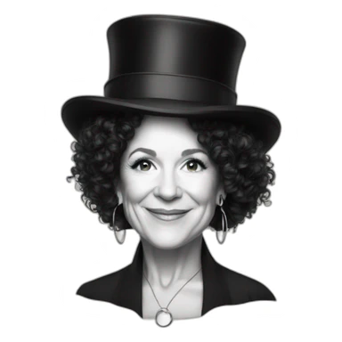 Susie Essman wearing a top hat and hoop earrings sticker