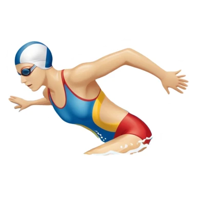 An icon featuring a swimmer in mid-stroke, cutting through the water with a strong, fluid motion. The design includes ripples around the swimmer’s body and a pool lane line in the background, symbolizing speed and technique in swimming. Transparent background highlights the grace sticker