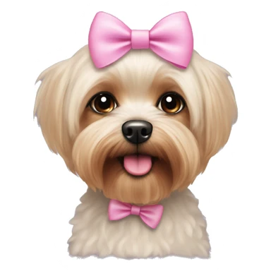 Yorky mixed with a bichon with a pink bow on its head sticker