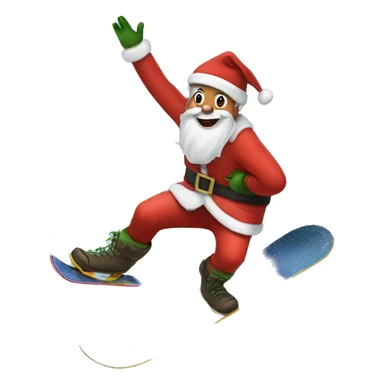 Santa snowboarding with an elf on his back sticker