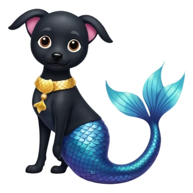 Black dog with mermaid tail sticker