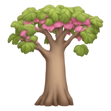 A baobab tree with pink leaves sticker