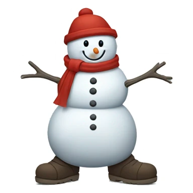 A snowman trying not to melt wearing a red trench coat and snow boots sticker