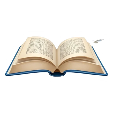 Icon for Poetry Reading: an open book with verses on the pages, from which fly pages transforming into a large flock of small white birds soaring into the blue sky. The icon should evoke the freedom and beauty of poetry. Transparent background. sticker