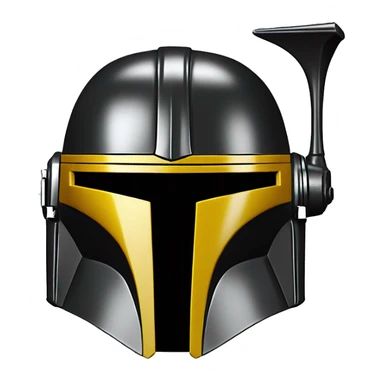 Mandalorian helmet black and yellow with antenna sticker