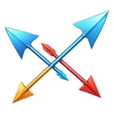 two arrows facing away from each other, bold and colorful sticker