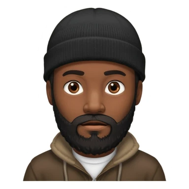 A dark-skinned man with a black beanie, and a full beard, giving him a thief-like appearance. sticker