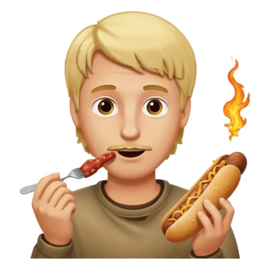 Hombre Rubio con una salchipapas pero la salchicha está quemada sticker