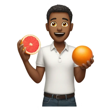 Excited man holding a grapefruit sticker