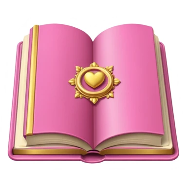 An open pink book with golden detailsls sticker