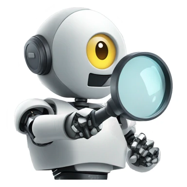 robot using magnifying glass on knowle sticker