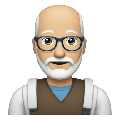  bald guy with a greying beard, brown moustache,  blue eyes and glasses sticker