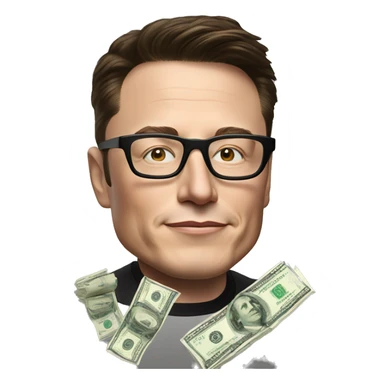 elon musk withblck glasses of cash sticker