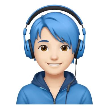 blue haired headphone wearing sticker