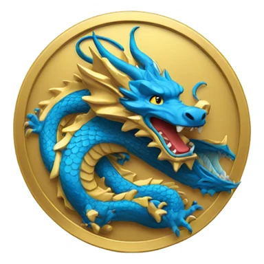 GOLDEN COIN WITH A BLUE DRAGON sticker