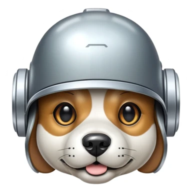 Dog with robot helmet on, simple sticker