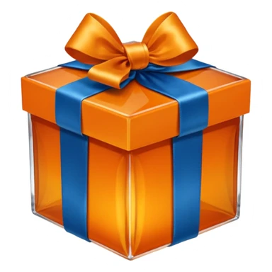 glass orange gift box with blue ribbon sticker