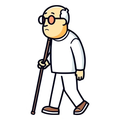 Blind man with walking stick, thinking of his daughter ￼ sticker