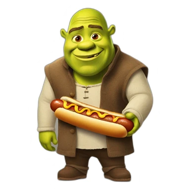 shrek with hotdog sticker