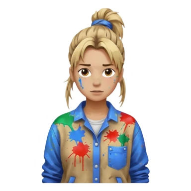 Artist with messy ponytail sticker