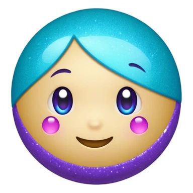 glitter purpel cian little ball sticker