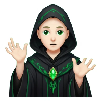 A dark sorcerer in flowing black robes, conjuring eerie green flames sticker