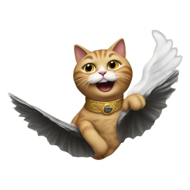 A cat flying through heaven smoking a cigar sticker