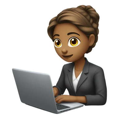 Medium hair light Brown girl, computer science intern with a laptop  sticker
