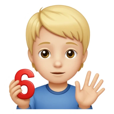 A Lil kid holding 6 7  sticker