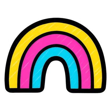 icon of a rainbow, vibrant, bold sticker