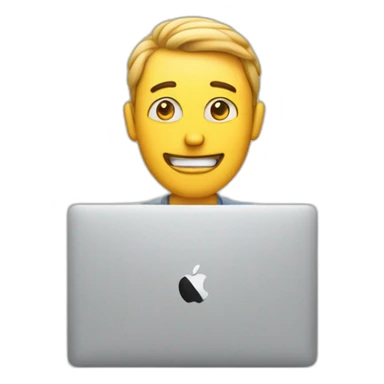 Men with a MacBook shaking your hand. Hearts around his head sticker