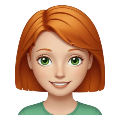 Short Ginger hair, green eyes, eye lashes White woman happy sticker