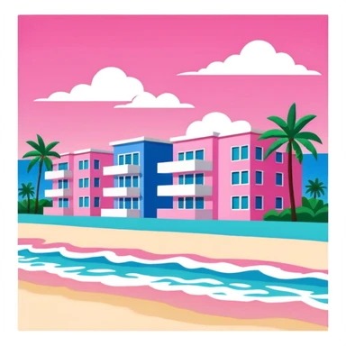 Matisse style pink SPAM art Miami beach landscape sticker