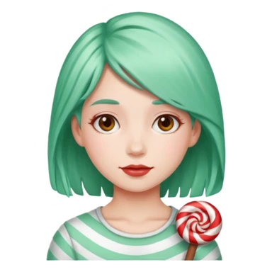 girl with peppermint hair  sticker