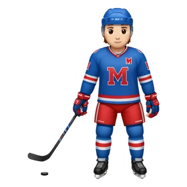 Hockey player in blue and red full body M on jersey sticker