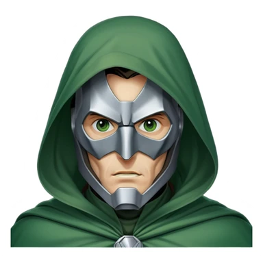 Doctor Doom villain with green cloak and metal mask sticker