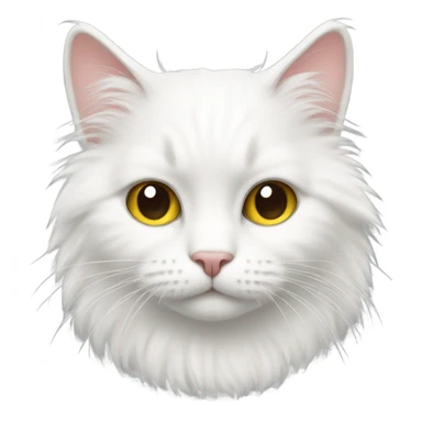 white cat with lots of fur and   sticker