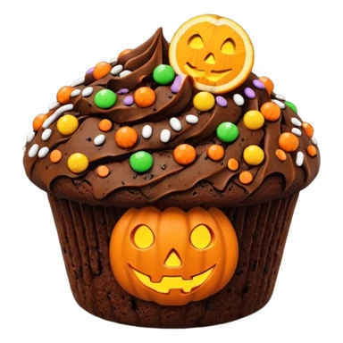 chocolate muffin with halloween decoration on top sticker
