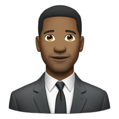 actor Denzel Washington short hair catoon wearing suit sticker