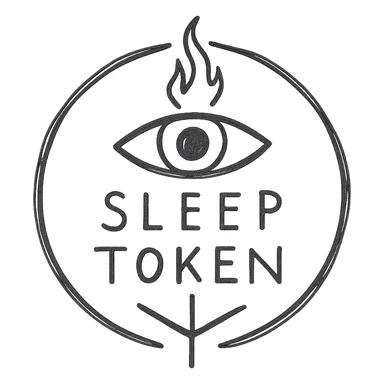 hand-drawn mystical Sleep Token logo with rough monochrome lines sticker