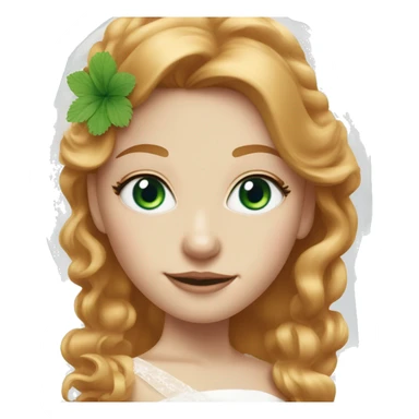 Strawberry blonde girl with a green eye and a blue eye as a bride sticker