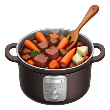 boeuf bourguignon in a pot with red wine, carrots, and beef chunks sticker