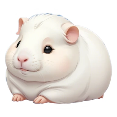 Meme-Worthy Cute Sleeping White Guinea Pig Portrait Emoji, Head resting peacefully with a contented smile, showcasing a delightfully chubby build and a luxuriously soft pure white fur, eyes shut in a serene, cozy nap, Simplified yet hilariously adorable features, highly detailed, glowing with a soft, drowsy light, high shine, relaxed and utterly lovable, stylized with an air of playful laziness, bright and heartwarming, soft glowing outline, capturing the essence of a comically sleepy guinea pig, so meme-worthy it feels like it could instantly become the next viral sensation of adorable slumber! sticker