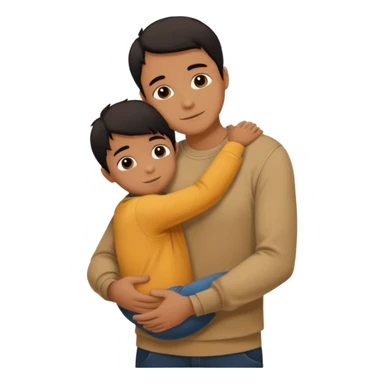 adult silhouette hugging a small child silhouette inside sticker